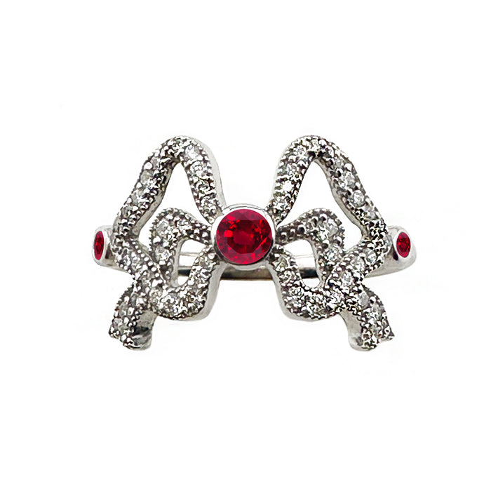 Ruby and Pave Diamond Bow Ring