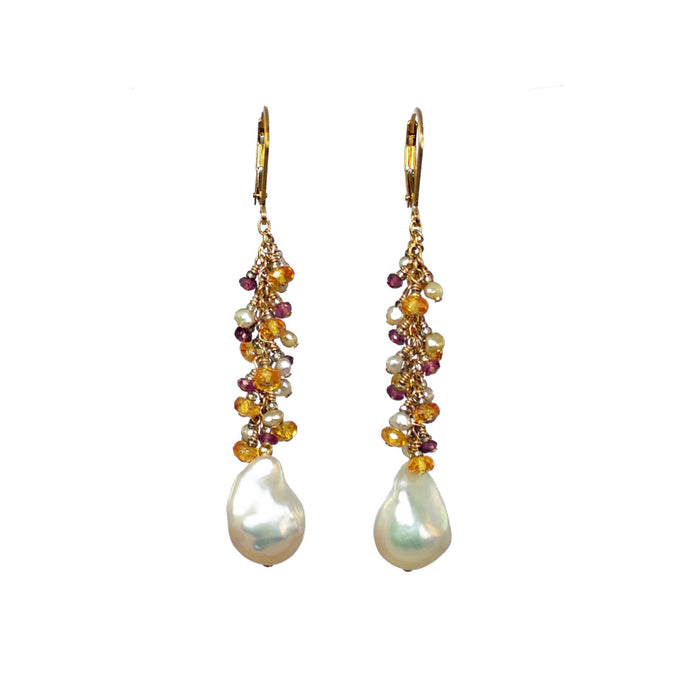 Baroque Pearls and Multi-Colored Garnet Clusters