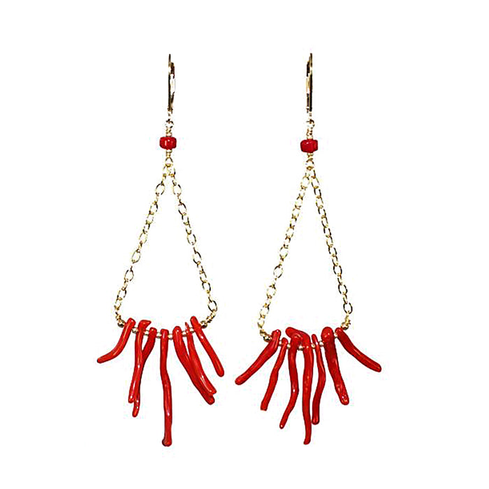 Carrie Underwood Italian Red Branch Coral Earrings