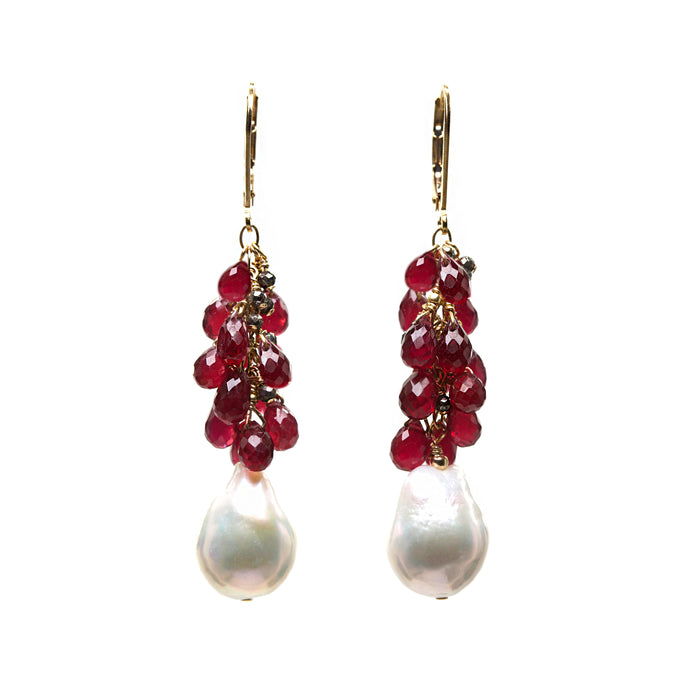 Baroque Pearls with Rubies and Pyrite