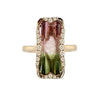 14k Gold Ring with Watermelon Tourmaline and a Diamond Halo