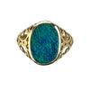 Vibrant Blue Australian Opal Cabochon in Intricate 14k Gold Setting