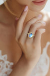 3.95ct Moonstone and Diamond Ring in 14K Gold