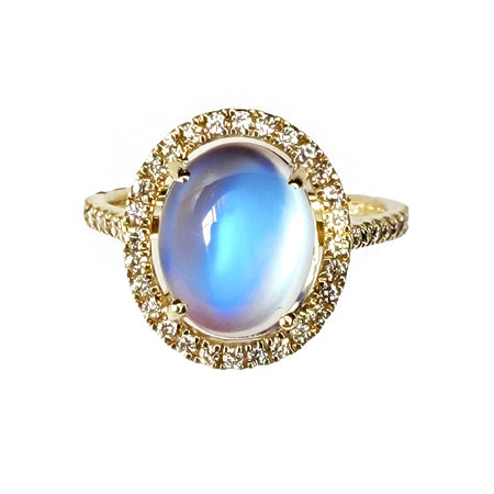 3.95ct Moonstone and Diamond Ring in 14K Gold