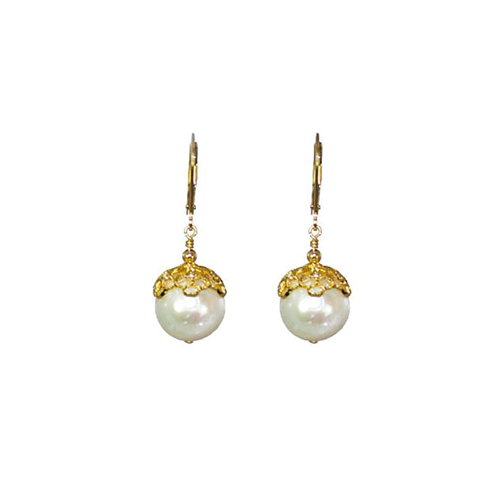 12mm Crown Pearl Earrings