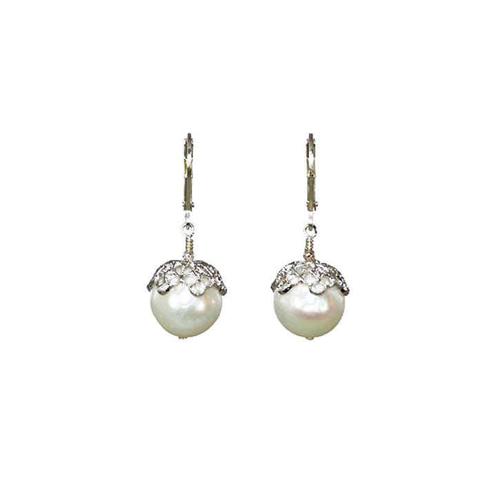 12mm Crown Pearl Earrings in Sterling Silver