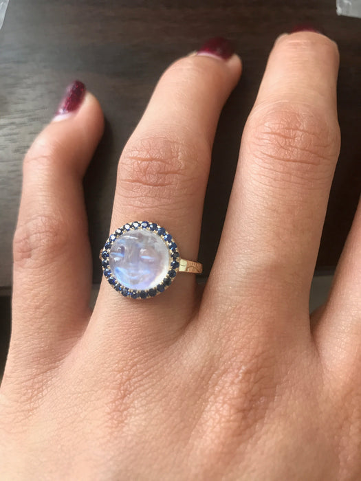 Moonstone Sapphire Ring in 14K