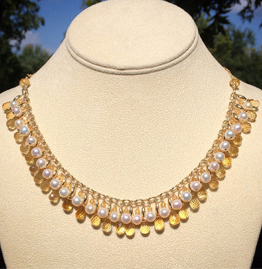 Cleopatra Citrine and Pearl Necklace