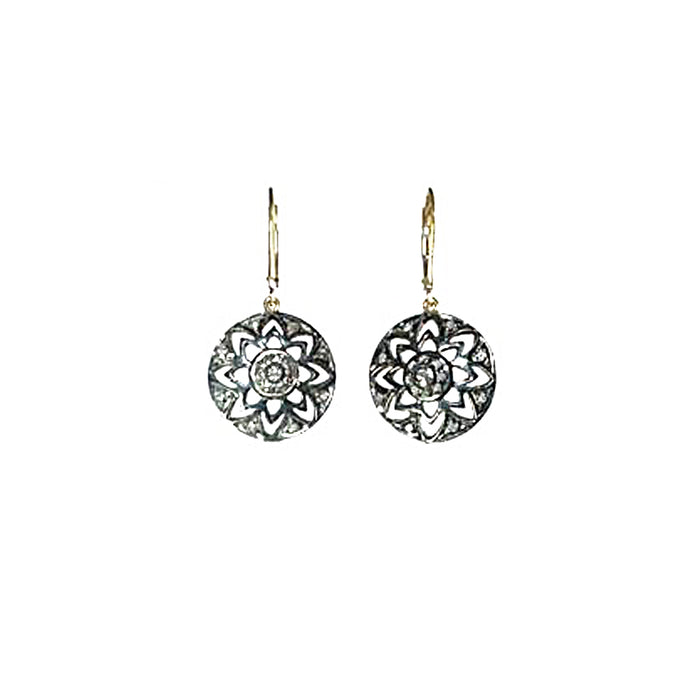 Pave Diamond Flower Earrings