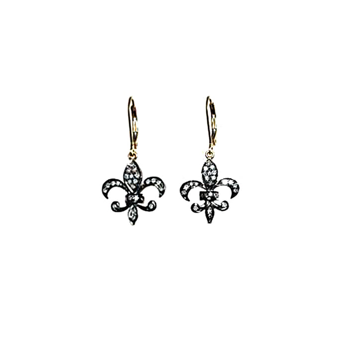 Pave Diamond Fleur Di Lis Earrings