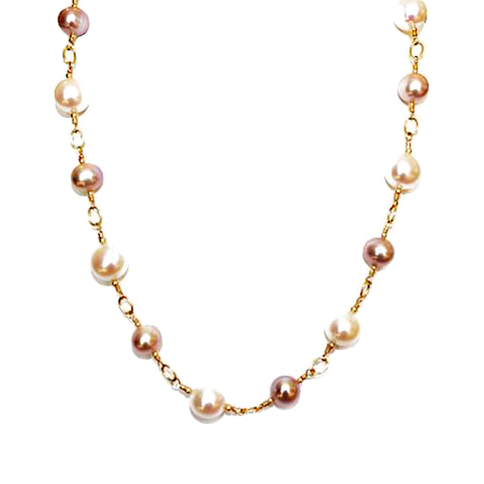 Ivory and All Natural Pink Edison Pearl Necklace