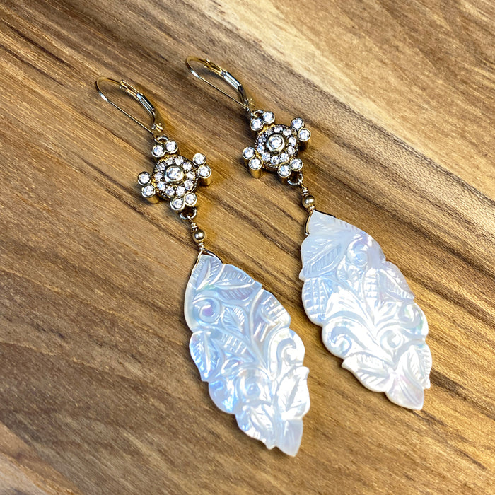 Vintage Inspired Carved Mother-of-Pearl Earrings!