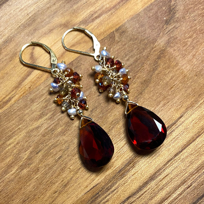 Hessonite Spessartine Garnets and Akoya Keshi Pearls