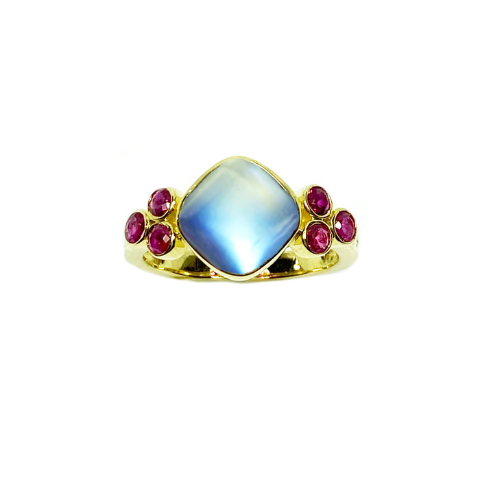 Rubies and Moonstone in 14K Gold